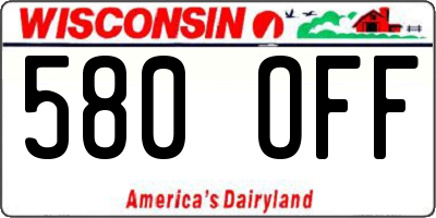 WI license plate 580OFF