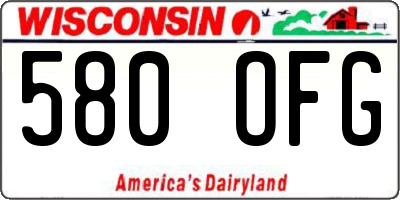 WI license plate 580OFG