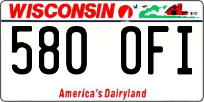 WI license plate 580OFI