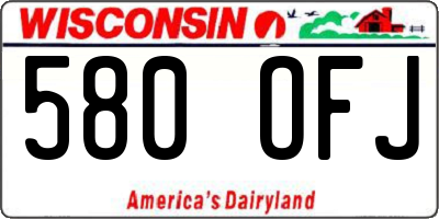WI license plate 580OFJ