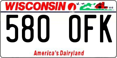WI license plate 580OFK
