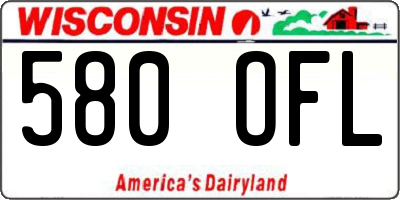 WI license plate 580OFL