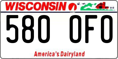 WI license plate 580OFO