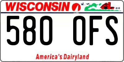 WI license plate 580OFS
