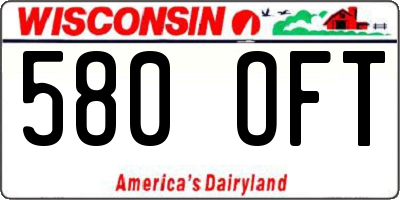 WI license plate 580OFT