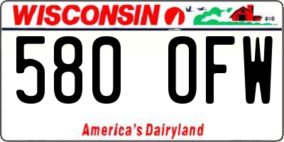 WI license plate 580OFW