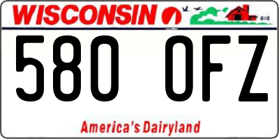 WI license plate 580OFZ