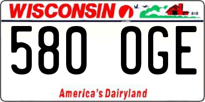 WI license plate 580OGE