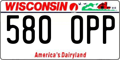 WI license plate 580OPP