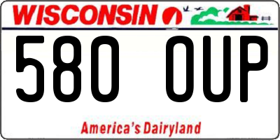 WI license plate 580OUP