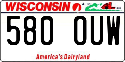 WI license plate 580OUW