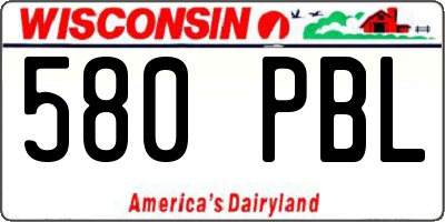 WI license plate 580PBL