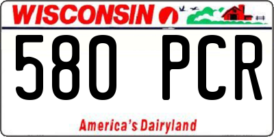WI license plate 580PCR