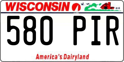 WI license plate 580PIR