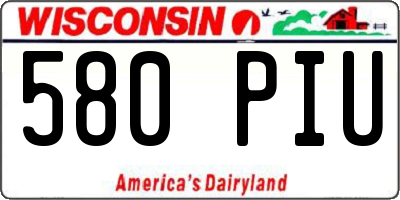 WI license plate 580PIU