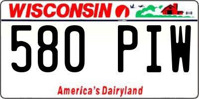 WI license plate 580PIW