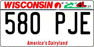 WI license plate 580PJE