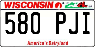 WI license plate 580PJI