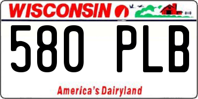 WI license plate 580PLB