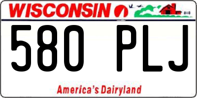 WI license plate 580PLJ