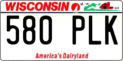 WI license plate 580PLK