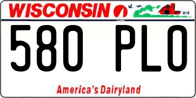 WI license plate 580PLO