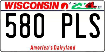 WI license plate 580PLS