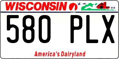 WI license plate 580PLX