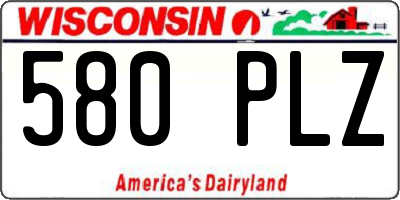 WI license plate 580PLZ