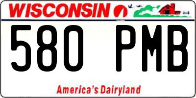 WI license plate 580PMB