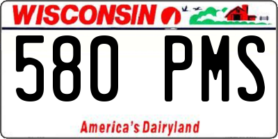 WI license plate 580PMS
