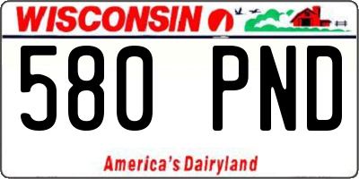 WI license plate 580PND