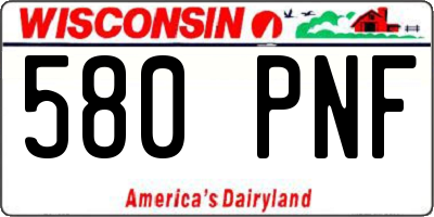 WI license plate 580PNF