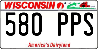 WI license plate 580PPS