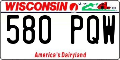 WI license plate 580PQW