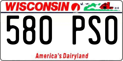 WI license plate 580PSO
