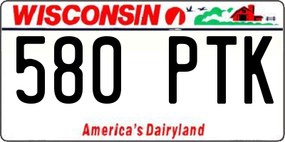 WI license plate 580PTK