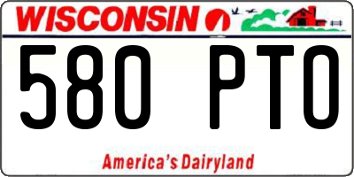 WI license plate 580PTO
