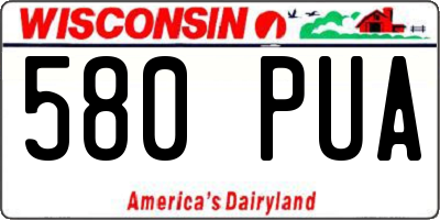 WI license plate 580PUA