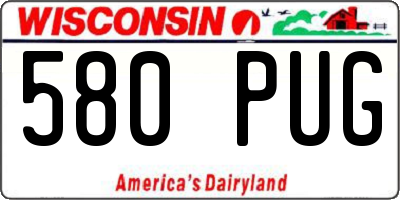 WI license plate 580PUG