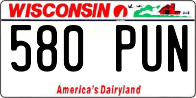 WI license plate 580PUN