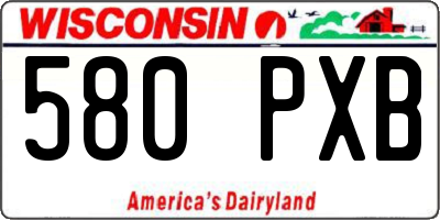 WI license plate 580PXB