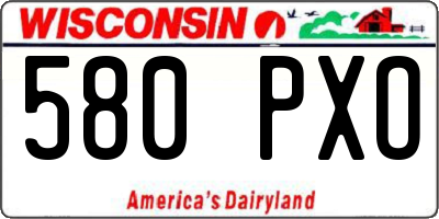WI license plate 580PXO