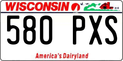 WI license plate 580PXS