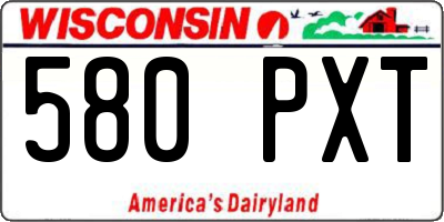 WI license plate 580PXT