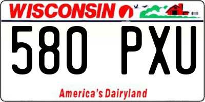 WI license plate 580PXU
