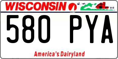 WI license plate 580PYA