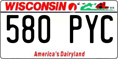 WI license plate 580PYC