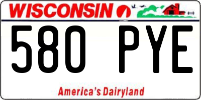 WI license plate 580PYE