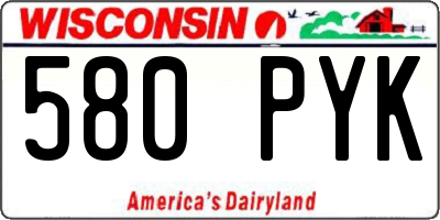 WI license plate 580PYK